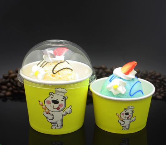 FDA Food Grade Custom Printed 12 oz Disposable Ice Cream Paper Gelato Cups With Dome lid