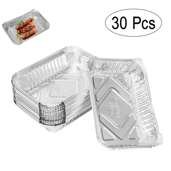 Disposable BBQ Drip Pan Tray Aluminum Foil Tin Liners for Grease Catch Pans Replacement Liner Trays Without Cover 30pcs 570ml