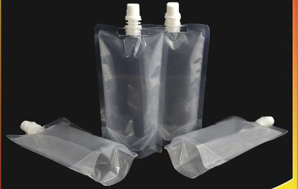 500pcs/lot 250-500ml, Stand-up Plastic Drink Packaging Bag Spout Pouch for Beverage Liquid Juice Milk Coffee