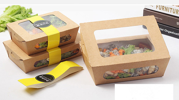 Disposable Kraft Paper Lunch Box Eco Friendly Anti Oil Leakproof Takeaway Picnic Box Travel Food Containers