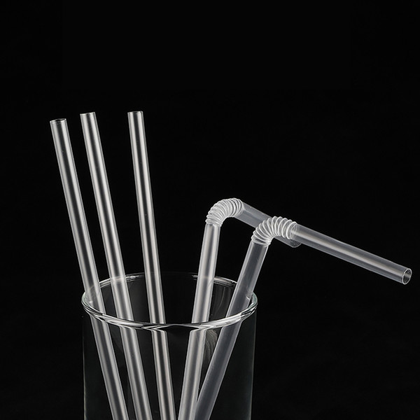 300Pcs/box Transparent Straws Disposable Plastic Drinking Straws Each individually wrapped for party or home use