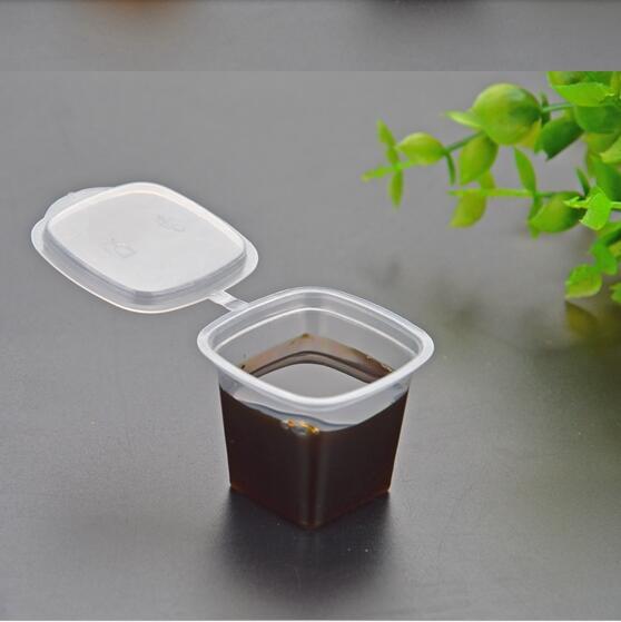 25ml disposable PP sauce cup tasting cup transparent hard plastic with cover connected free shipping 1000pcs/LOT