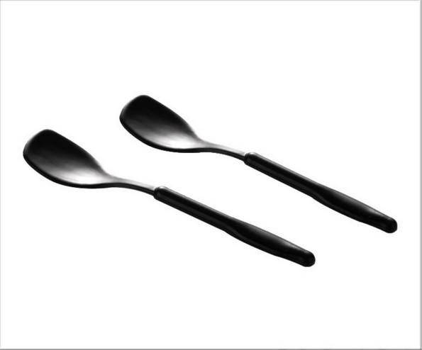 1000pcs Thickening design disposable black plastic milkshake spoon ice cream spoon patch spoon