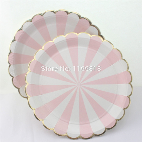 Wholesale-Free Shipping!!! Eco-friendly Disposable party tableware Wedding foil gold Scallop Paper Plates for birthday/Xmas/baby shower