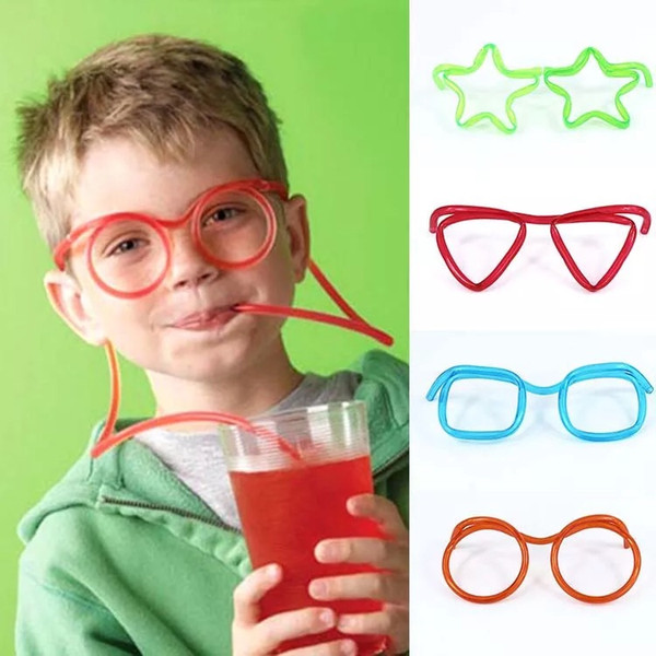 Fun and funny Children's glasses straws Eye straws Creative art DIY modeling straws