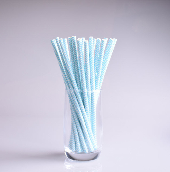 25pcs/lot 10styles blue drinking paper straws for kids birthday party wedding christmas decoration chevron drinking paper straws