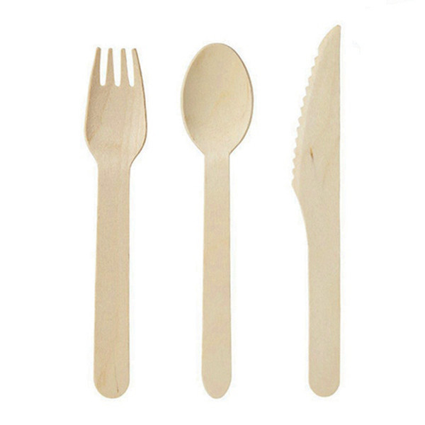 Hot Sale Disposable Wooden Cutlery 300 pack -Forks(100), Knives(100) and Spoons(100), Perfect Alternative For Plastic FREE SHIPPING