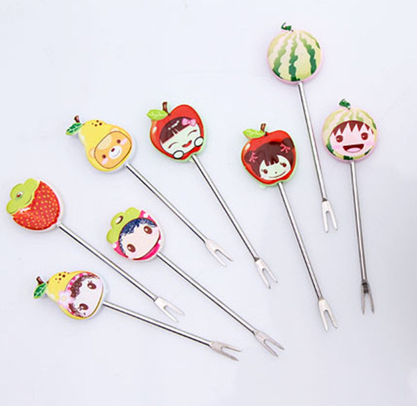 8pcs Cocktail Party Picker Stainless Steel Skewers Fruit Sticks 10cm