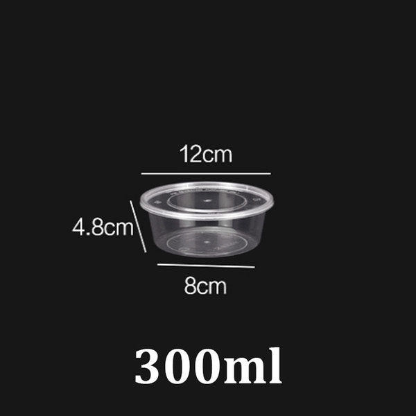 300ml clear PP plastic fresh-keeping round small bowl with lid thick food grade packaging storage container bento lunch box