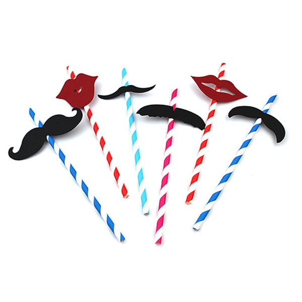 Paper Quality Straw Beard Modeling Cartoon Disposable Color Stripes Decorate Straws For Birthday Party Ktv Kids Supply Gift 0 3rs UU