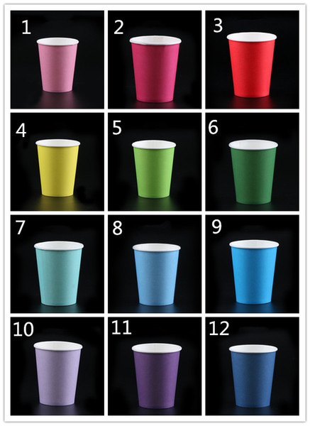 Creative 9oz Colorful Paper Cups Kids Kingdergarten DIY Cups Household Disposable Cup Party Decortions Paper Cups Eco-friendly