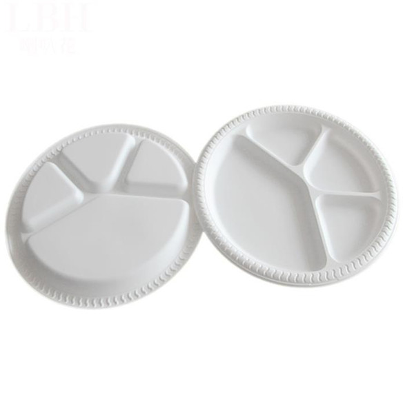 28Cm Diameter 4 Parts Disposable Plate Ecofriendly Degradable Dish BBQ Food Trays Fruit Salad Bowl Tableware Disposable Dishes White Trays