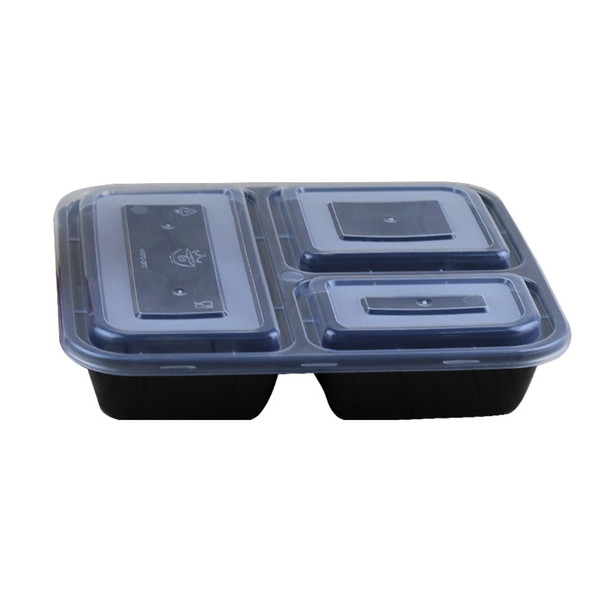 Cheapest !!! US AU Microwave ECO-friendly Food Containers 3 Compartment Disposable lunch bento box black Meal Prep 1000ml