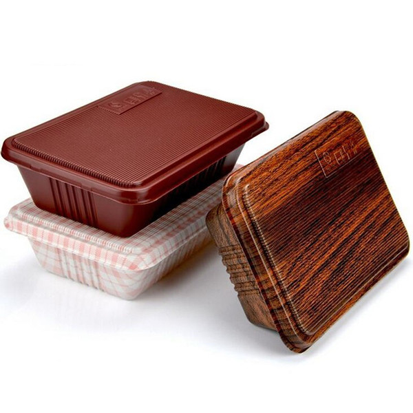 Creative Wood Grain Design Disposable Food Container Snack Packing Boxes Microwaveable PP Bento Box Free Shipping ZA5318