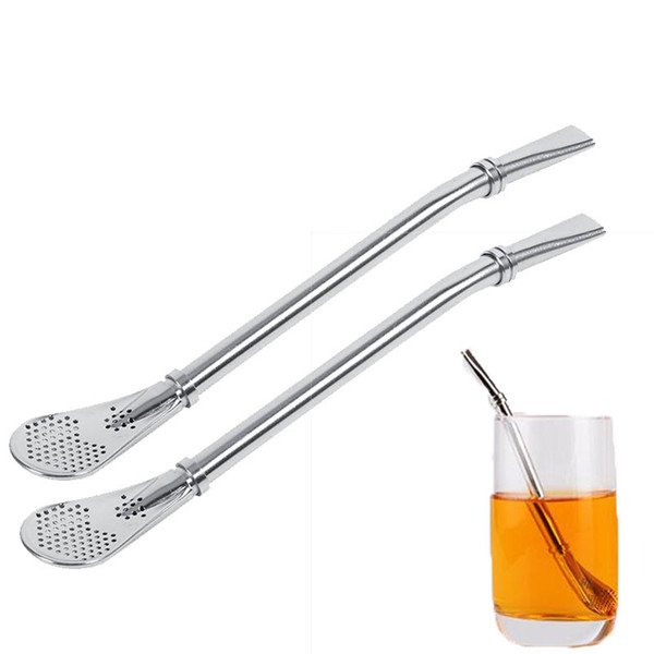 Reusable Stainless Steel Drinking Straws Yerba Mates Tea Strainer Drinking Straws Filtered Spoon Straw Drinking Accessories C18112301