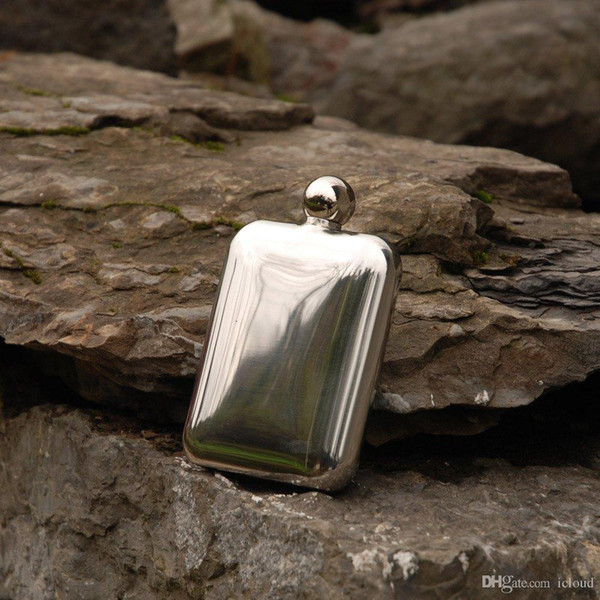 Mirror Surface 6 Oz Stainless Liquor Flagon Retro Rum Whiskey Alcohol Pocket Flask Wine Pot Screw Cap With Funnel Retail Package A194
