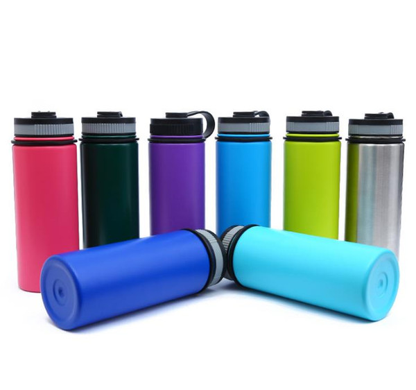 18oz Vacuum water bottle Insulated 304 Stainless Steel Water Bottle Wide Mouth big capacity travel water bottles With Filp Lids A722