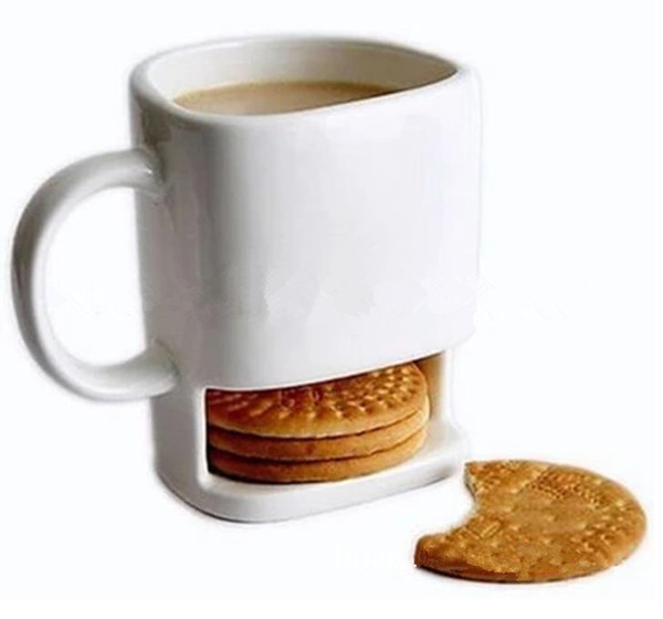 2017 Ceramic Biscuit Cups Coffee Cookies Milk Dessert Cup Tea Cups Bottom Storage Mugs for Cookie Biscuits Pockets Holder 24pcs a87