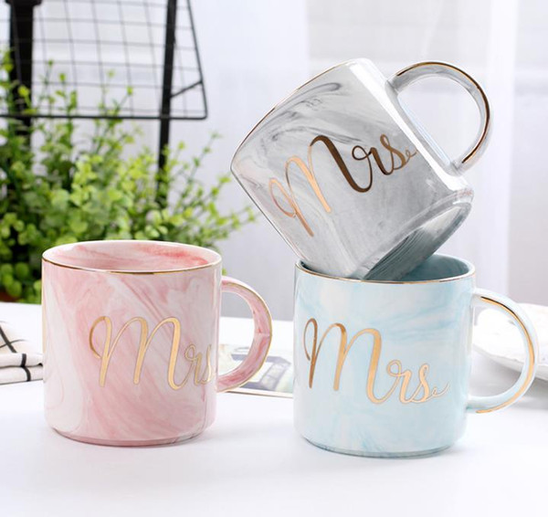 2017 Mug Marble Pattern And Ceramic Cup Gold Letter Creative Mugs Cup Coffee Breakfast Milk Cups And Travel Mug a88