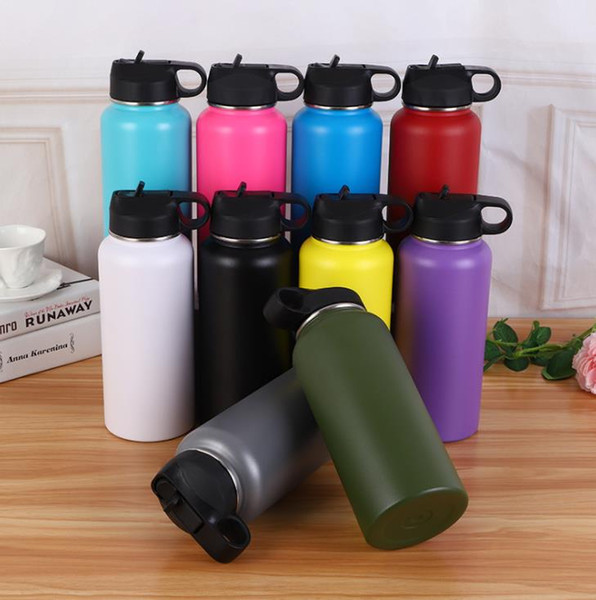 Stainless Steel Tumblers Water Bottle 32oz Vacuum insulated Travel Coffee Mugs Wid Mouth Flip Straw Lids Car Sports Cup J38