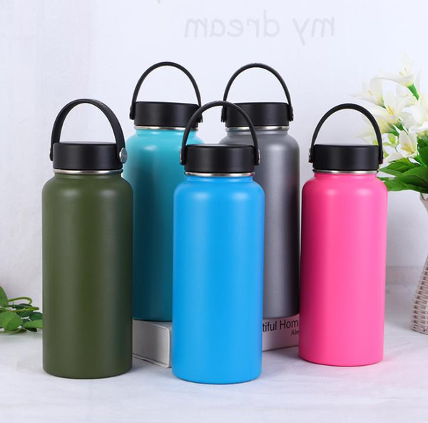 Drinkware Stainless Steel Tumblers Water Bottle 32oz Vacuum insulated Travel Coffee Mugs Wid Mouth Flip Straw Lids Car Sports Cup J38