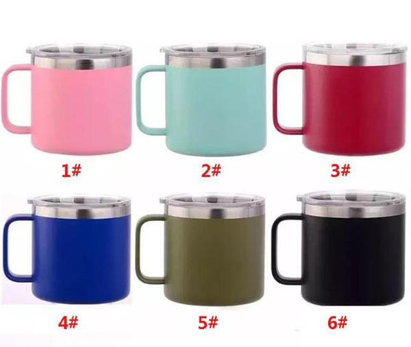 New 14 oz Stainless Steel Mug Cup With Lid Double Wall Vacuum Insulated Mugs For Outdoor Travel Beer Milk Cup 6 colors a743