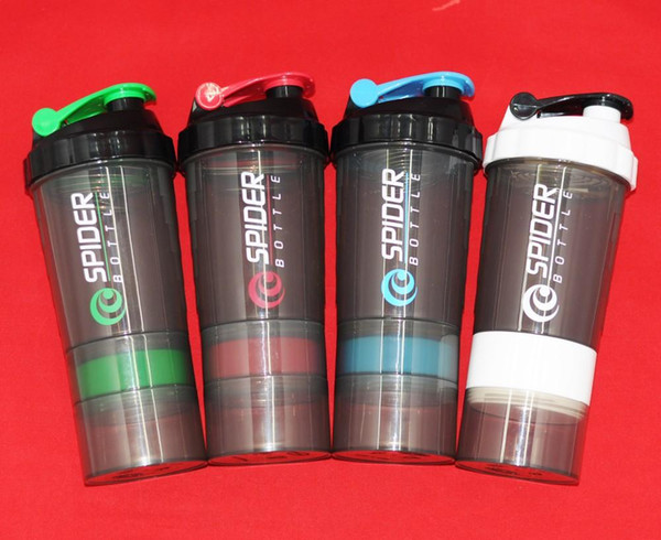 Hot sales! New Spider protein shaker 3 in 1 Sports Water Bottle With Inserted Mixing Ball 5 Color 500ml