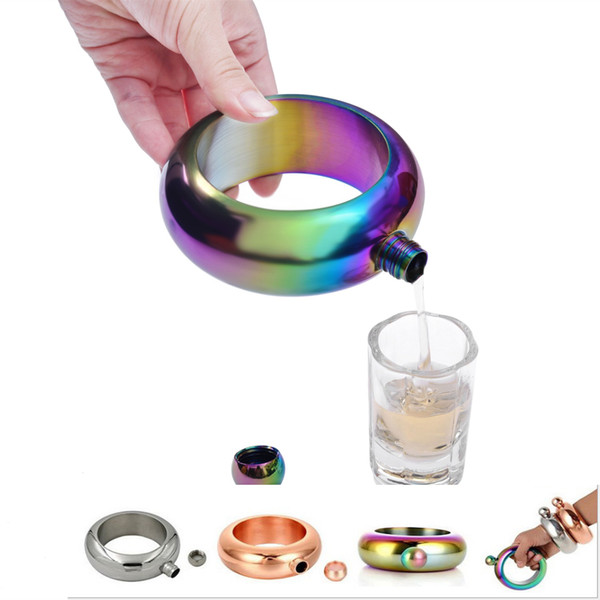 Bracelet Hip Flask club 3.5oz 304 Stainless Steel Rainbow Liquid Alcohol Vodka Whiskey Drinkware Alcohol Bangle Funnel In stock wholesale