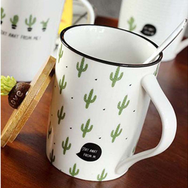 Creative Mug Potted Ceramic Cup With Cover Spoon Coffee Handdrip Cup Milk Cup 2017 Fashion Home Kitchen Resistant High Temperature Drinkware