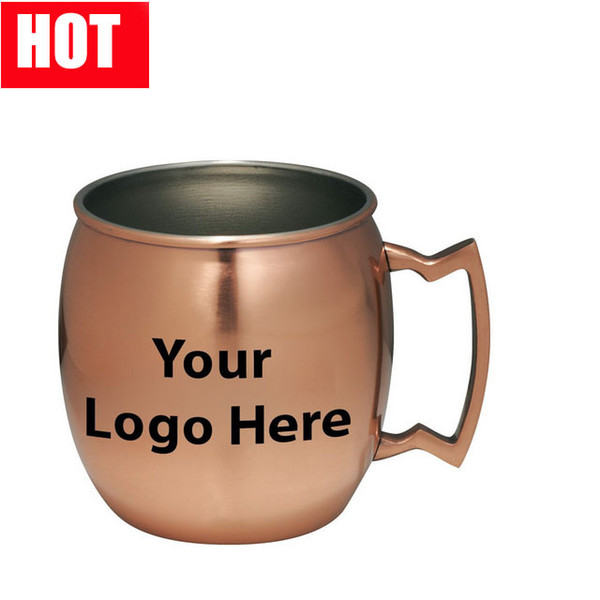 stainless steel Light Copper Mug donkey Moscow Mule Mug Hammered Copper Drinkware Smooth Mugs Big belly Beer glass client Customizable logo