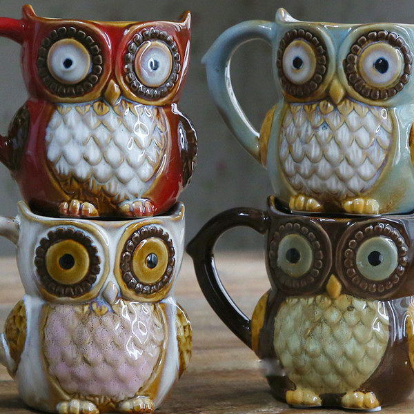 2018 Bohemian colorful Ceramic Mug owl handcrafted gift Romantic Pattern Coffee beer Cup Drinkware Resistant High Temperature Breakfast Cup