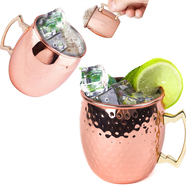 copper mug for moscow mule donkey stainless steel copper mugs Gold Plated Spirits Drinkware 500Ml 540ml 2oz In stock hammered copper mugs