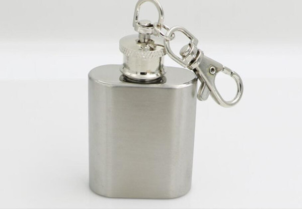 1oz Stainless Steel key chain round mini Hip Flasks easily carried Liquid Alcohol Vodka Whiskey Drinkware wine bottle Alcohol Funnel