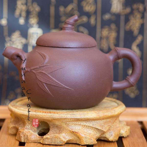 Zhu Ye Zi Sha Cha Hu 120ml ( Bamboo Style )-Original Purple Grit Teapot From Yixing Jiangsu Province