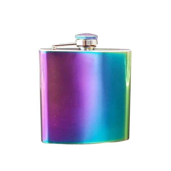 6oz Rainbow Stainless Steel Hip Flask Portable Flagon Wine Pot Colorful Stainless Steel Metal Hip Flask