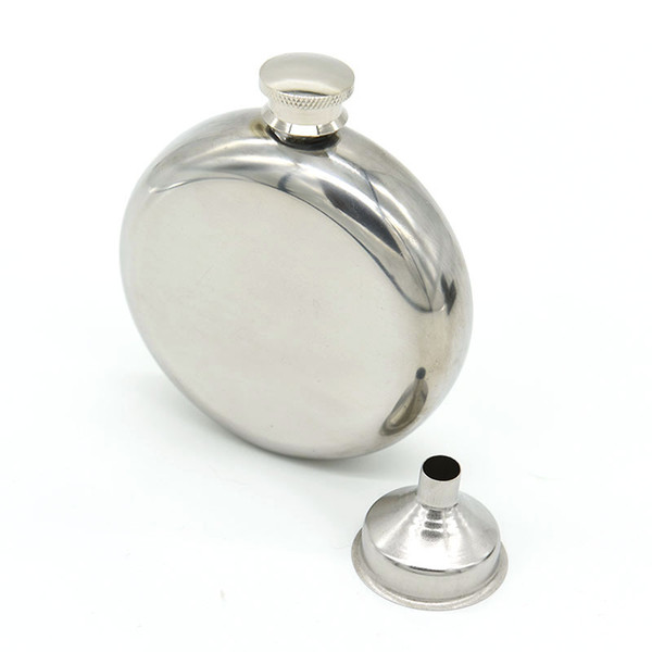 5oz Round Hip Flask Portable Liquor Wine Pot Stainless Steel Mirror Shiny Hip Flask with Funnel Travel Whiskey Bottle