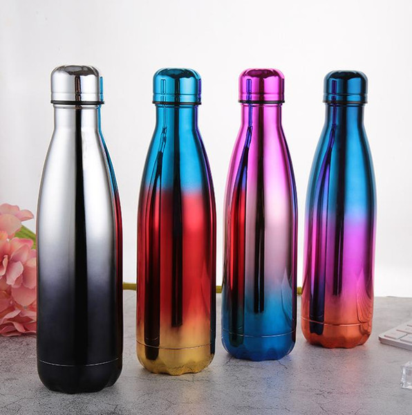 20p-Plating Stainless steel tumbler Cola coke Bowling Shaped Water bottles Vacuum Insulated Gradient water bottle sport Travel Creative Cups