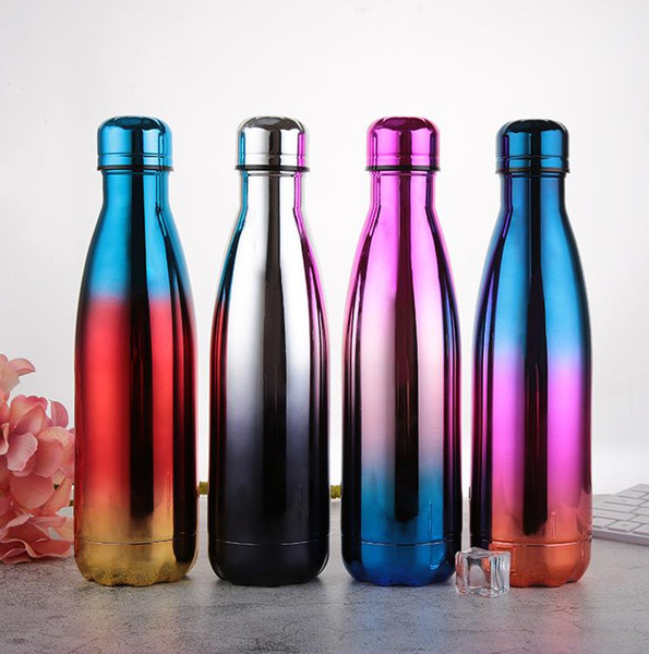 Plating Stainless steel tumbler Cola coke Bowling Shaped Water bottles Vacuum Insulated Gradient water bottle sport Travel Creative Cups