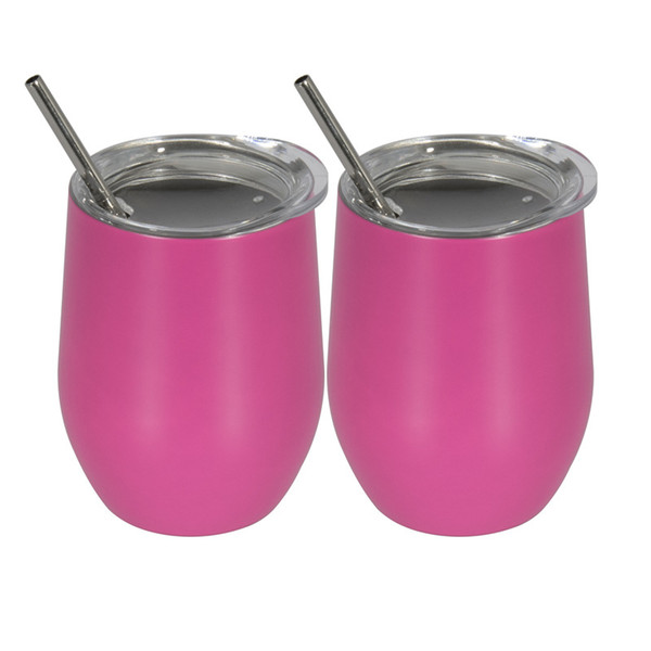 2pcs/set stainless steel tumbler with lid straws brush Couple Cup 12oz Water Bottle Wine tumblers Vacuum Insulated Beer coffee mugs