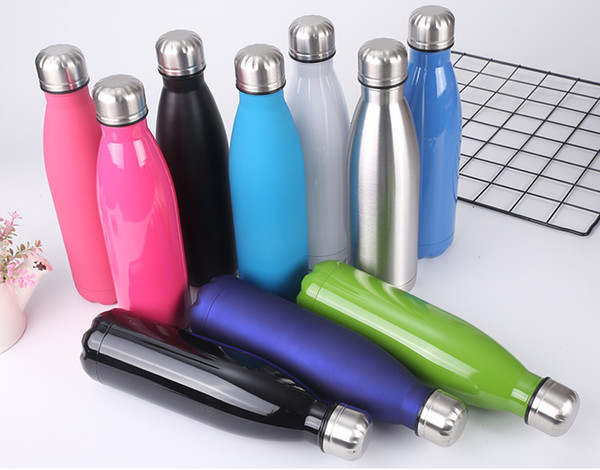 20PCS--Stainless Steel tumbler Cola Shaped Water bottle 500ML Vacuum Insulated Outdoor sport Travel Creative Cups Coke Bowling Water Bottles