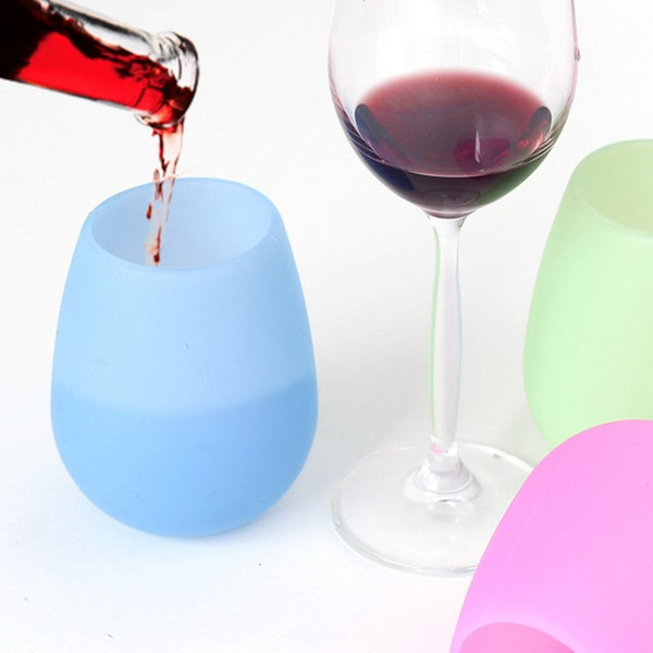 Silicone Wine Glass Cup Stemless Tumbler Rubber Beer Mug Unbreakable Cups for Cocktail Drinking Outdoor BBQ Camping Recyclable Wine Glasses