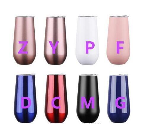 6oz Egg Cups 20pcs/lot Wine Tumbler Beer Mugs Champagne Flute Tumbler Stainless Steel Rose Gold Thermos Vacuum Flask with Lids