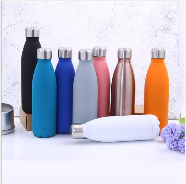 Stainless Steel Bottle 500ML Double-Wall Insulated Vacuum Flask Water Bottle Cola Water Beer Thermos for Sport Bottle 8 Colors Free Shipping