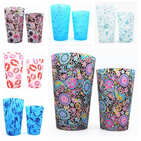 Wine Glasses 590ml Silicone Stemless Camouflage Lip Unbreakable Foldable Rubber Wine Cups for Traveling Camping Picnic Outdoor Free Shipping