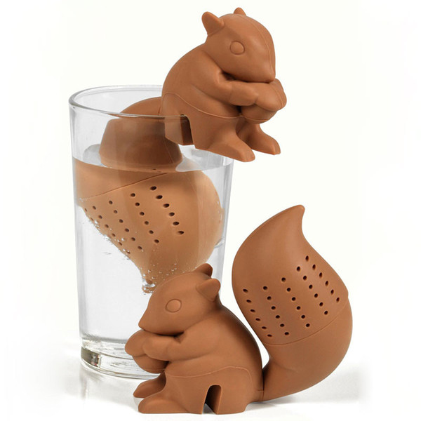 4 Colors 6.9*7.1cm Squirrel Food Grade Silicone Empty Teabags Strainers Herb Tea Infusers Loose Leaf Filters