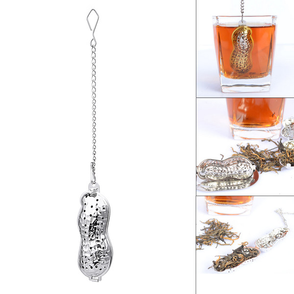 Mini 6*2.3cm Peanut Shaped Tea Strainers Stainless Steel Infuser Herb Loose Leaf Filter Tea Bags