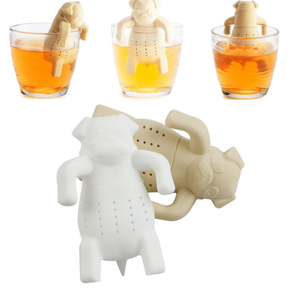 Cute 3 Colors 9.3*6.5cm Bulldog Silicone Empty Teabags Infusers Herb Loose Leaf Filter Tea Bag