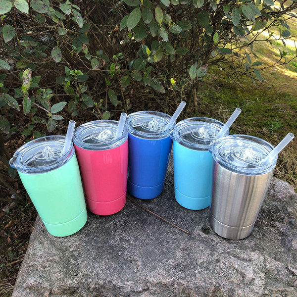 2018 NEW 12OZ stainless steel cup double wall multi colors home outdoor water cups kids mugs with lids and straw