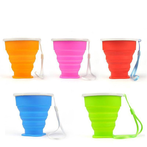 200ml New Fashion Travel Silicone Retractable Folding Cup Outdoor Telescopic Collapsible Cups 6Candy Color 200ML By DHL