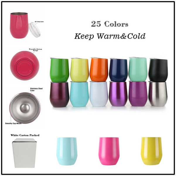 Wholesales 9oz Stemless Double Layers Egg Cups 304 Vacumn Insaluted Stainless Steel Thermos 26 Colors Availuable Quick-shipping